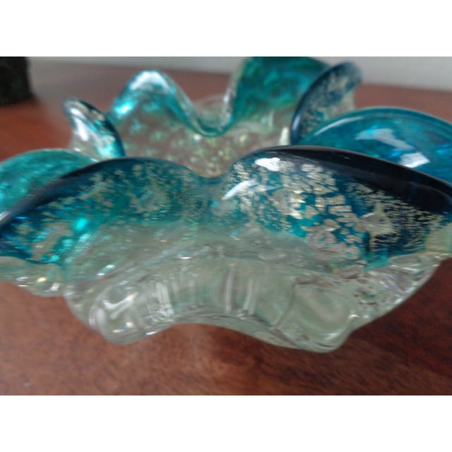 Hollywood Regency Vintage Mid Century Glass Bowl 1950's For Sale - Image 3 of 5
