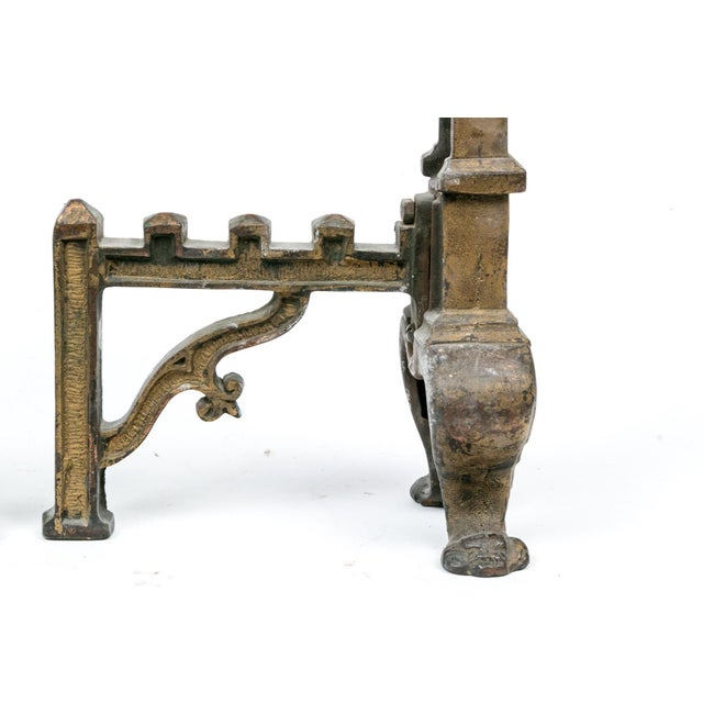 Early 20th Century Antique Brass Fireplace Andirons For Sale - Image 5 of 7