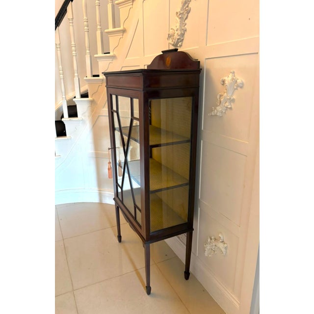 Antique Edwardian Inlaid Mahogany Display Cabinet Bookcase Glazed Cabinet, 1900 For Sale - Image 4 of 12