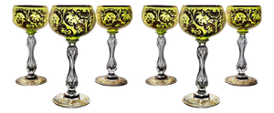 Antique Gilded Crystal Roemer Wine Glasses, 1890s, Set of 6
