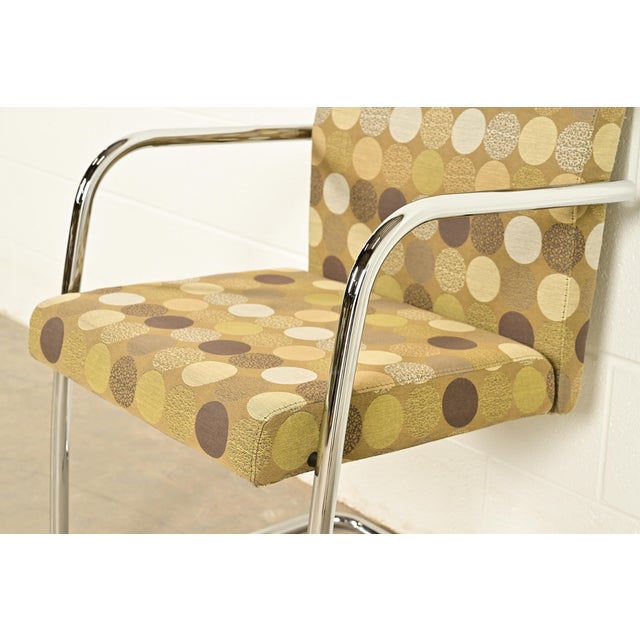 Mies Van Der Rohe Brno Style Mid-Century Modern Chrome Tubular Cantilever Club Chairs, Set of Eight For Sale - Image 9 of 13