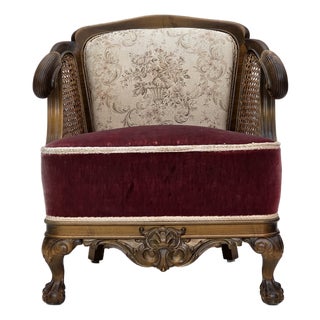 Vintage Danish Chair in Woven Wool and Velour, 1940s For Sale