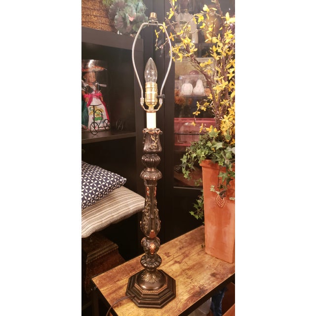 Mid 20th Century Tall Bronze and Gold Table Lamp With Two Tone Finish For Sale - Image 9 of 9