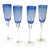 Hand Blown, Cobalt Blue, Twisted Stem, Champagne, Flutes – Set of Four For Sale
