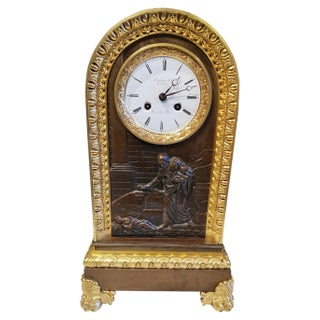 Table Clock in Patinated and Gilded Bronze, 18th Century For Sale