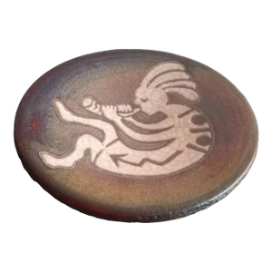 1980s Signed Jeremy Diller Kokopelli Iridiscent Raku Pottery Plate