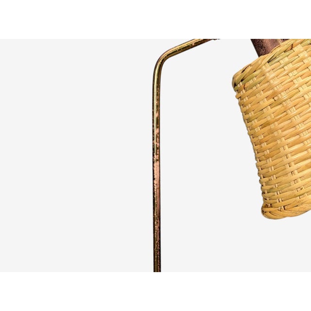 Brass Bergboms, Swedish Modern, Floor Lamp, Brass, Cane, Sweden, 1960s For Sale - Image 8 of 11