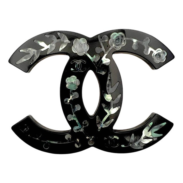 Chanel Paris Brooch Fall 2010 Massive Cc Black Resin For Sale