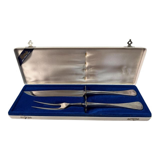 Vintage W&s Sorensen "Patricia" Danish Sterling Silver Steak Carving Set - 2 Pieces in Original Box For Sale