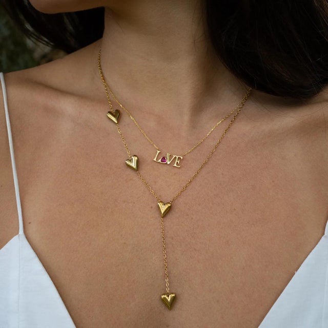 Ruby Love Letter Gold Necklace For Sale In Miami - Image 6 of 10