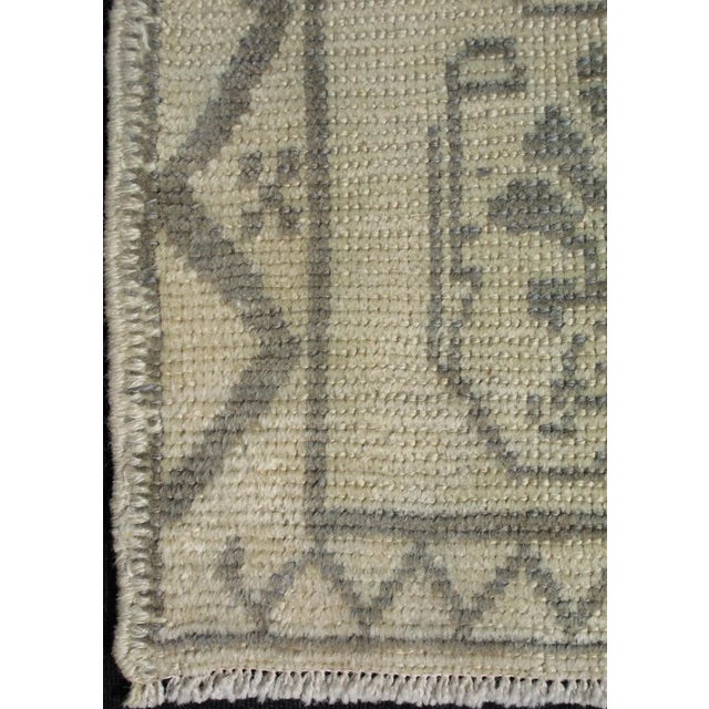 Light Taupe, Gray-Green, and Cream Turkish Tulu Vintage Rug With Latticework For Sale - Image 4 of 5