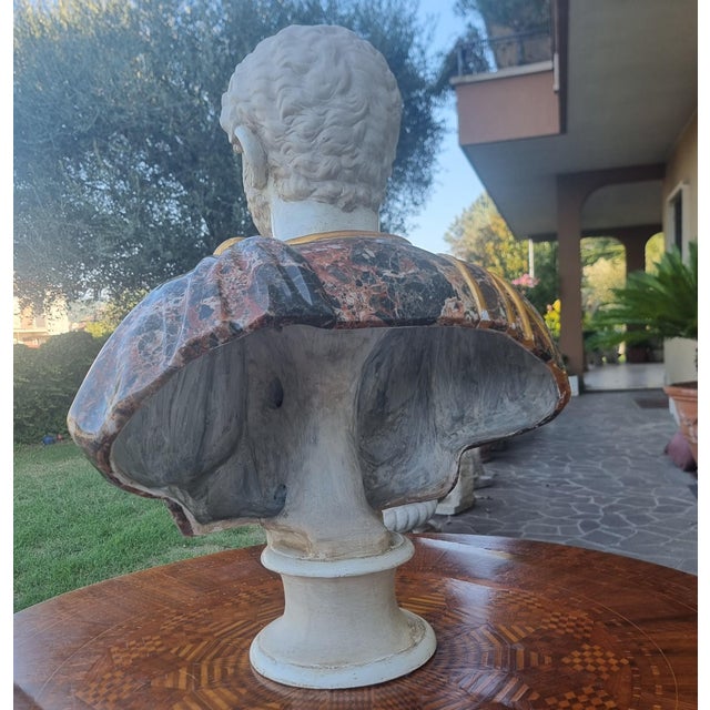 Ceramic Bust of the Roman Emperor Hadrian from 1950 in Painted and Vitrified Terracotta, 1950, Terracotta For Sale - Image 7 of 12