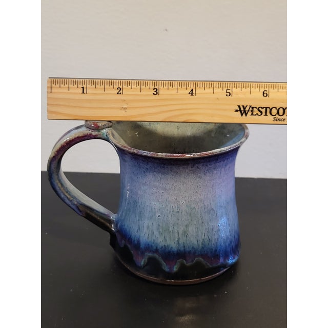 Blue 1990s Studio Pottery Mug Gradient Blue Purple For Sale - Image 8 of 14