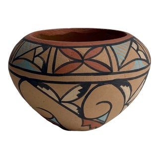 Vintage Mid 20th Century Hand Painted Jemez Pottery Bowl For Sale