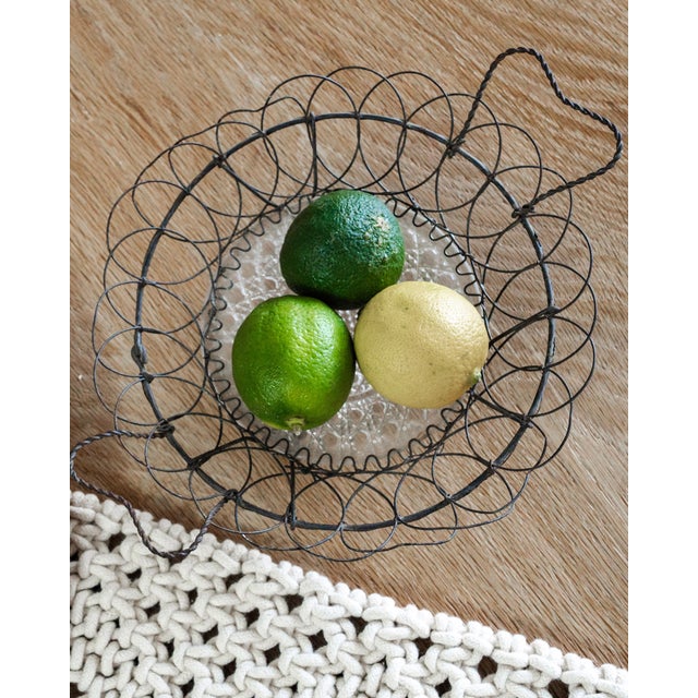 Antique Hand-Formed Wire Basket With Twisted Handles For Sale In Tampa - Image 6 of 7