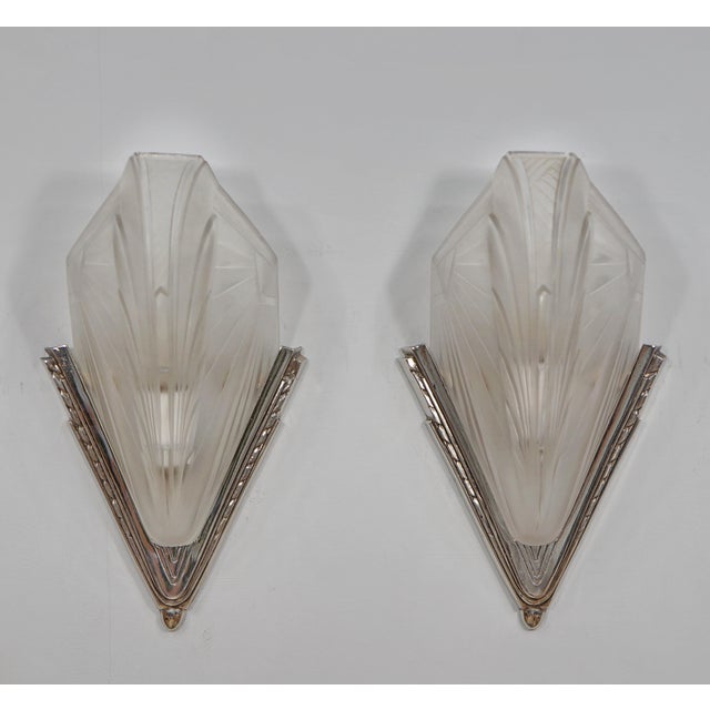 Ezan French Art Deco Wall Sconces by Jean Gauthier & A. Bloch 1920s France - A Pair For Sale - Image 4 of 12