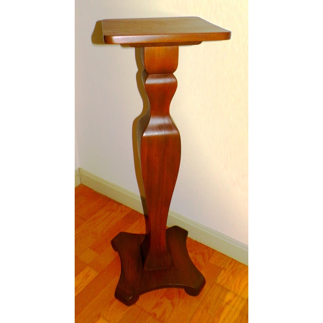 Brown Vintage Solid Wood Pedestal Plant Fern Bust Stand For Sale - Image 8 of 16