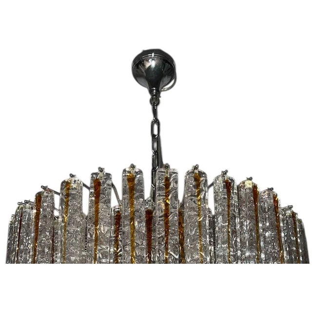 1960s Amber & Clear Murano Glass Planks Chandelier Designed by Mazzega, Italy, 1960's. For Sale - Image 5 of 5