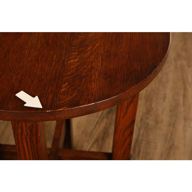 Arts And Crafts Style Round Oak Lamp Table For Sale - Image 9 of 18