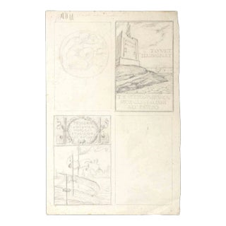 Aurelio Mistruzzi, Study for Medal and Bas-Relief, Original Drawing, 1920s For Sale