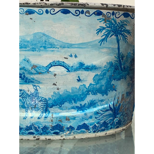 Not often seen. A older possibly 19 c planter but painted by artist in the late 20 c.