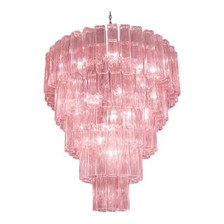 Contemporary Pink’ “Square Tubes” Murano Glass Chandelier For Sale