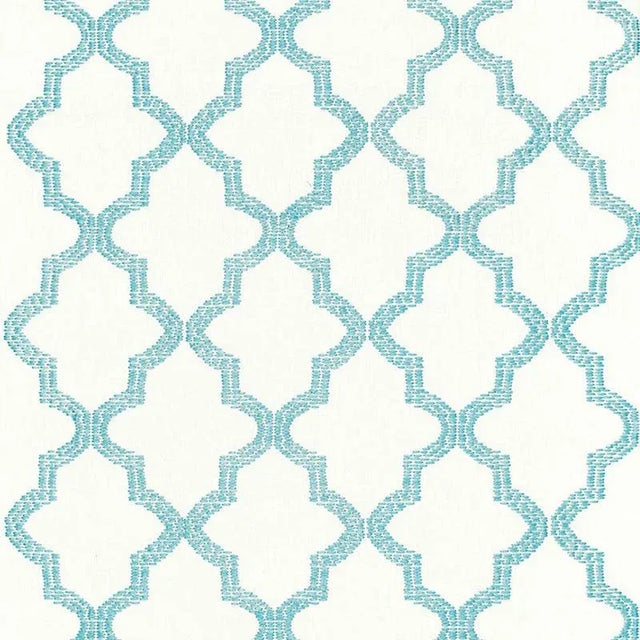 Mediterranean Sample - Schumacher Tangier Embroidery Fabric in Caribbean For Sale - Image 3 of 3
