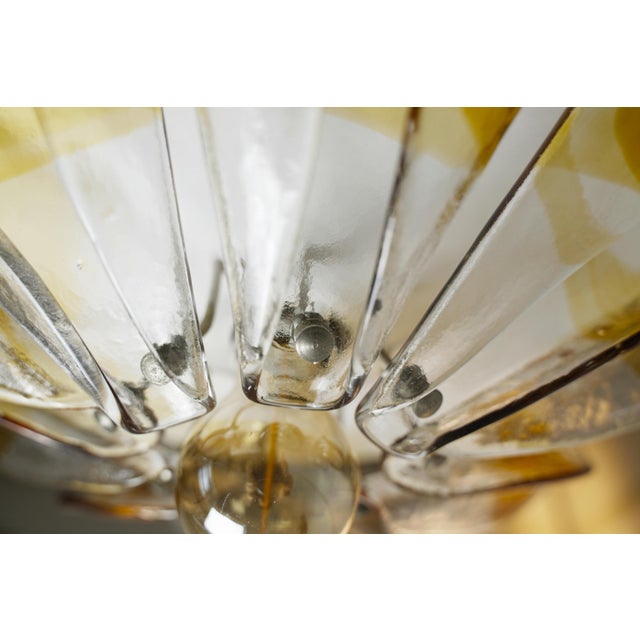 Mid-Century Modern Murano Amber Glass Ceiling Lamp with Petal Flush Mount, 1970s For Sale - Image 3 of 11