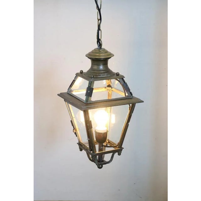 Vintage Brass and Glass Lantern, 1980s For Sale - Image 6 of 14