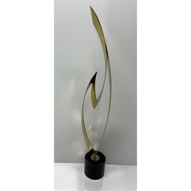 Abstract Mid Century Modern Abstract Brass Flame Sculpture by Curtis Jere For Sale - Image 3 of 11