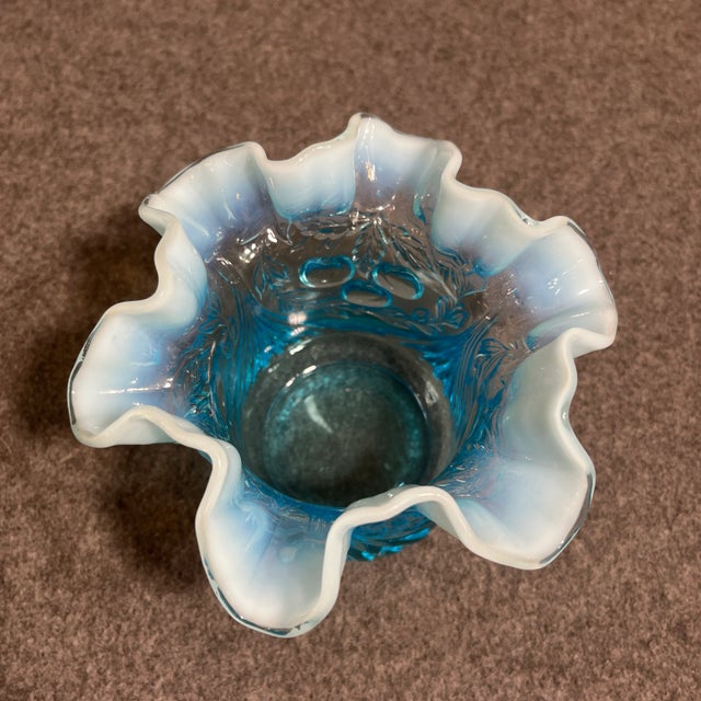 Mid 20th Century Vintage Lg Wright Cherry Blue Opalescent Vase For Sale - Image 5 of 9