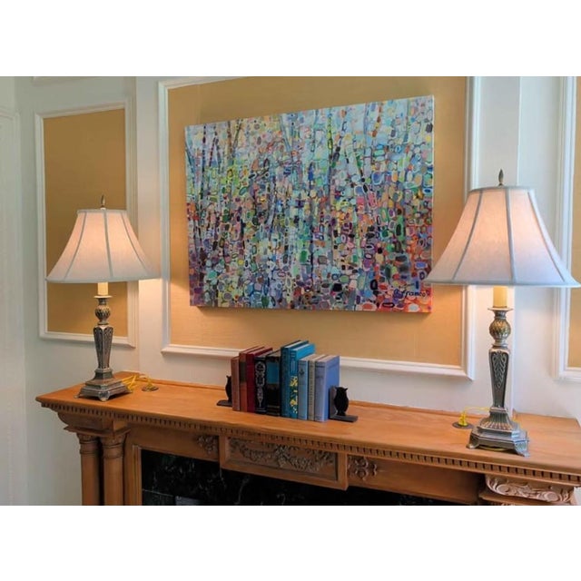 Neoclassical Cast Metal Table Lamp Pair With Stiffel Shades For Sale In Minneapolis - Image 6 of 6