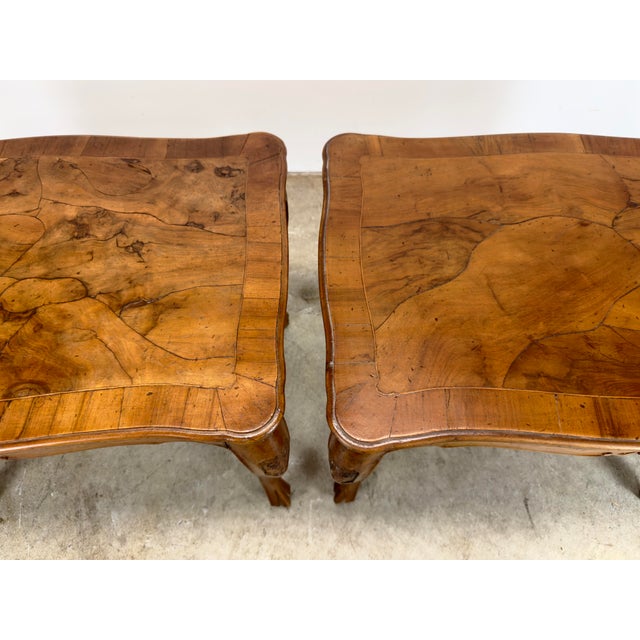 Early 20th Century Italian Walnut / Olive Burl Wood Side Tables For Sale - Image 10 of 12