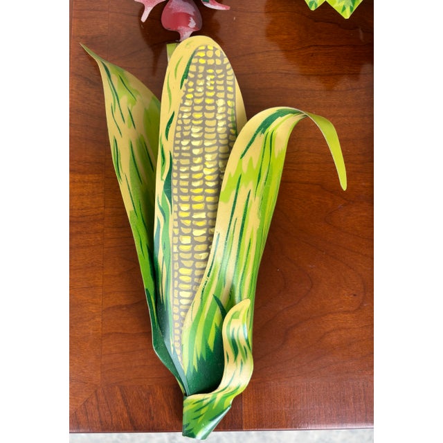 Mackenzie Childs Signed Young ’92 Layered Metal Garden Vegetable Wall Sculptures – Set of 5 Hand-Painted Folk Art Pieces For Sale - Image 4 of 12