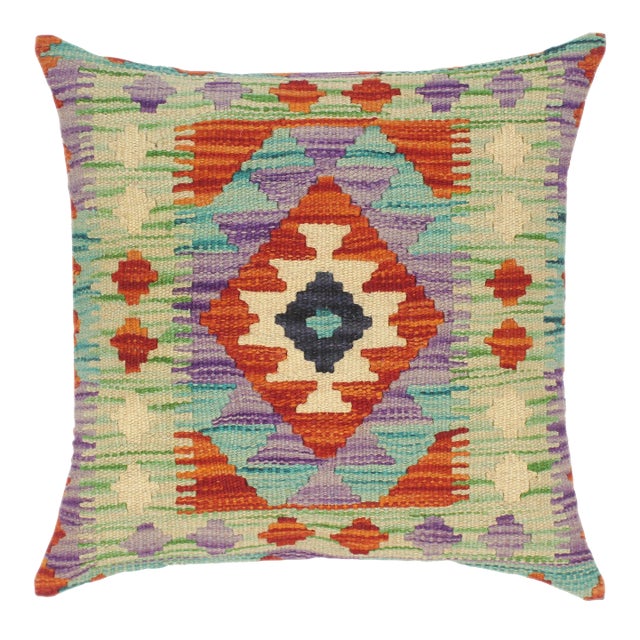Boho Chic Turkish Daria Hand Woven Kilim Throw Pillow For Sale
