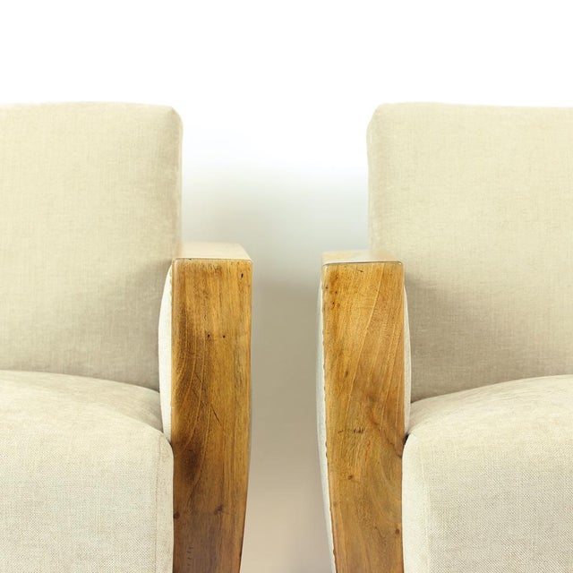 Vintage Art Deco Chairs in Walnut and Fabric, 1930s, Set of 2 For Sale - Image 9 of 18