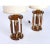 Pair Post Modern Gold Brass and Oak Wood Large Table Lamps For Sale - Image 10 of 10