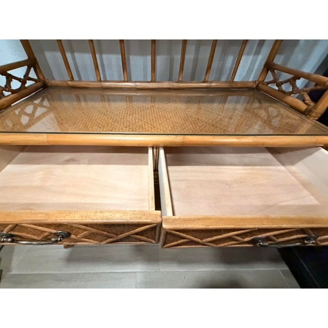 Copper 1980s Brighton Pavilion Chinese Chippendale Style Bamboo Caned Étagère/Display For Sale - Image 8 of 9