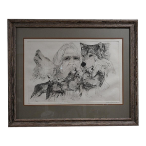 Late 20th Century "Wolf Runner and Wild Music" Limited Edition Etching — Signed 87/300, Framed
