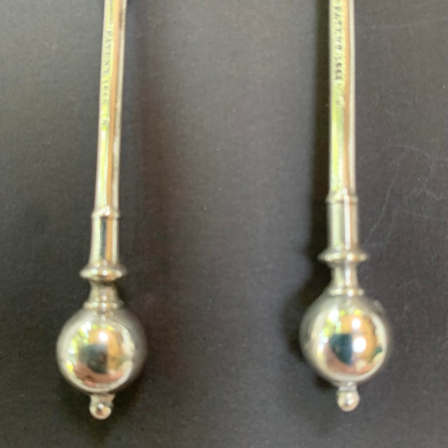 American Antique Pair of Ball End Silver Salt Spoons by George Sharp For Sale - Image 3 of 9