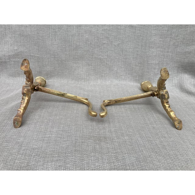 Small Pair of Vintage Brass Andirons For Sale - Image 11 of 12