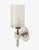 Pair of Henry Wall Mounted Single Arm Sconce with Etched Glass Shade in Chrome. "Celebrating the connection of industry...