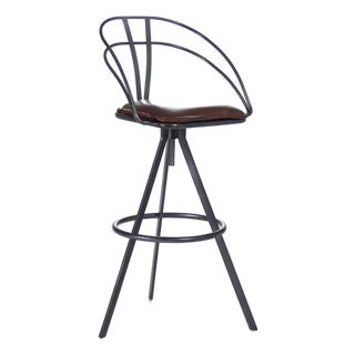 Nathan Bar Stool - Dark Brown Leatherette / Black Metal Frame For Sale