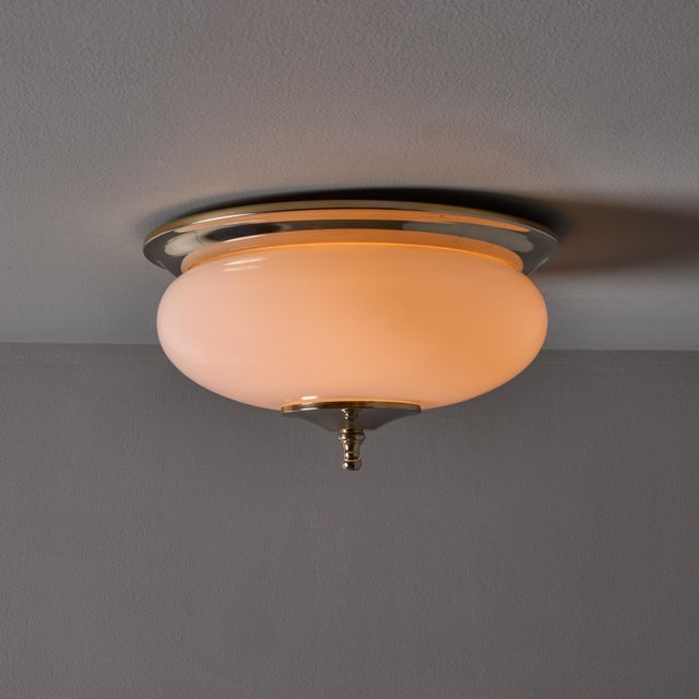 1970s Nickel and Opaline Glass Wall or Ceiling Lamp Attributed to Luigi Caccia Dominioni for Azucena For Sale In Los Angeles - Image 6 of 18