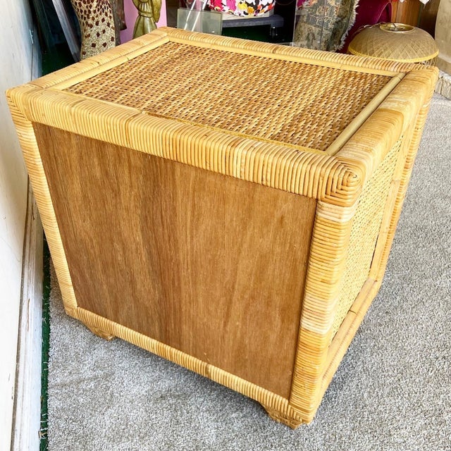 Boho Chic Wicker and Rattan Nightstand Chairish
