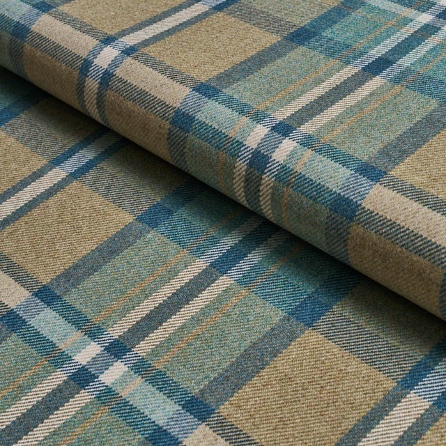 Schumacher Schumacher Harris Merino Plaid Fabric In Leaf For Sale - Image 4 of 5