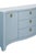 Contemporary Matthew Izzo Home Paulina Light Blue Curved Front, Linen Wrapped Buffet With Satin Brass Drawer Pulls For Sale - Image 3 of 10