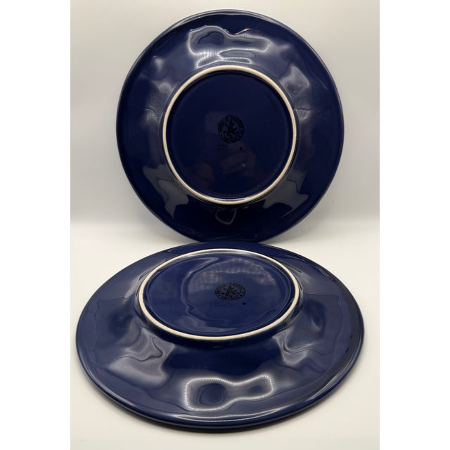 Ceramic Bordallo Pinheiro, Portugal Cobalt Blue Grapevine Collection Luncheon Plate, Set of 2 For Sale - Image 7 of 8