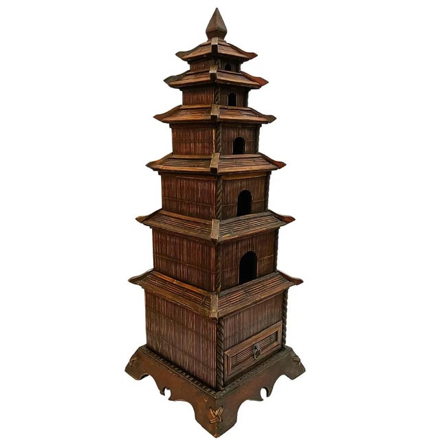 Vintage Chinese Split Reed Bamboo 6-Tier Pagoda Tower For Sale - Image 4 of 8
