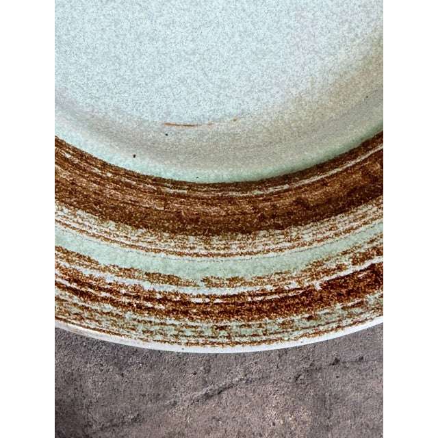 1960s Ravnild Keramik Shallow Basin Light Blue Stoneware Circular Decorative Platter Denmark 1960s For Sale - Image 5 of 10
